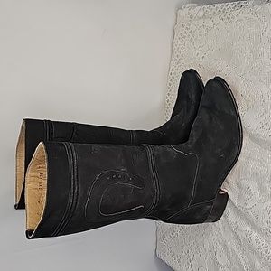 Moreno Romero soft leather black horseshoe cowboy cowgirl western boots sz 7